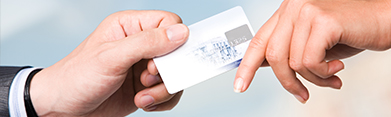 handing debit card to someone else